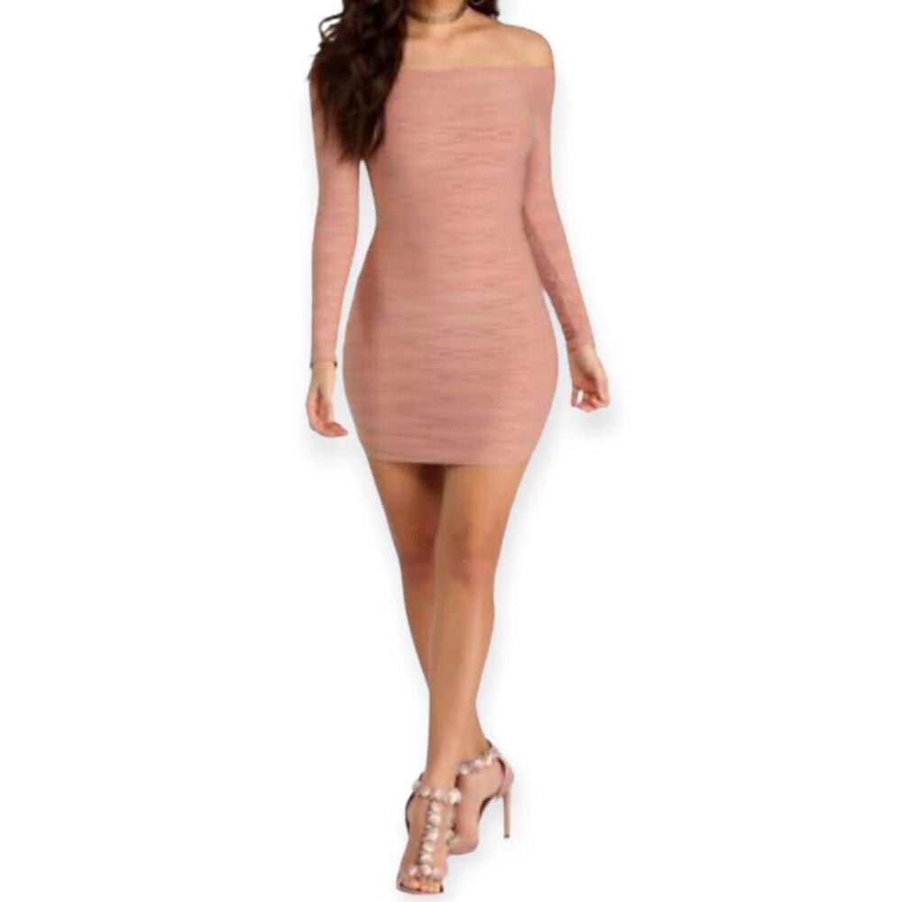 WINDSOR PINK OFF-THE-SHOULDER BODYCON MINI DRESS SZ.S EUC.